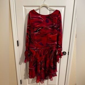 Phool Vintage 2 Piece Maxi Skirt Top Bohemian Ruffle Lined Red Purple Black XL